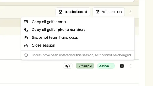 The session menu