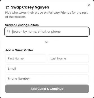Choose the replacement golfer