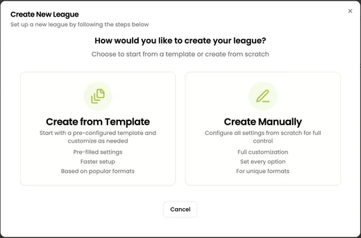 Choose Create from Template or Create Manually