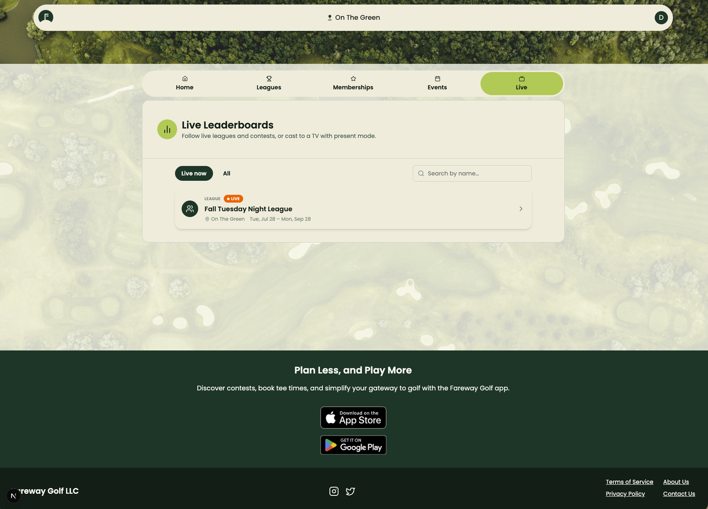 Live leaderboards for golfers